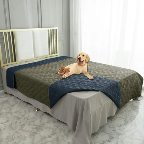 Miniatura 42 de Ameritex Funda Impermeable para Cama de Perro Manta para Mascotas para Muebles Cama Sillón Sofá Reversible Azul marino+azul piedra