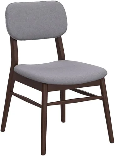 Miniatura 5 de Christopher Knight Home Colette - Sillas de comedor de tela con acabado de nogal, juego de 2 piezas, gris claro y nogal