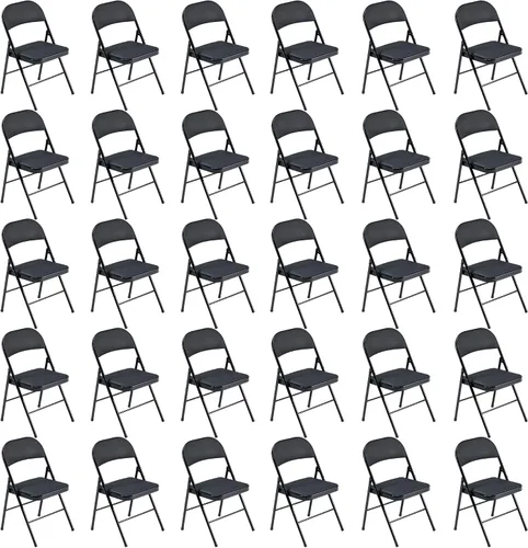 Miniatura 29 de Paquete de 4 sillas plegables negras con cojín acolchado y respaldo para interiores y exteriores, silla plegable comercial apilable portátil