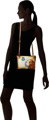 Miniatura 31 de Anna by Anuschka Organizador de viaje con cremallera de dos caras de cuero genuino pintado a mano para mujer
