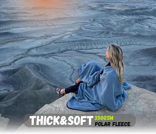 Miniatura 4 de SUITEDNOMAD Manta grande impermeable para exteriores, para estadio, a prueba de viento y cálida, de forro polar extra grueso o sherpa acolchado