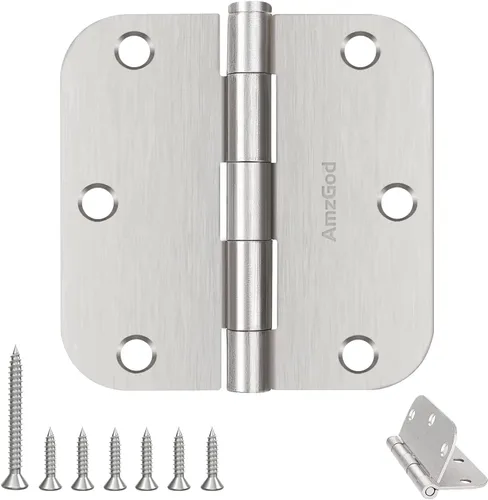 Miniatura 4 de Bisagras de Puerta Níquel Cepillado - 1 Paquete Bisagras de Puerta Níquel 3.5 Pulgadas Interior Redondeadas Níquel Satinado Bisagras de Puerta