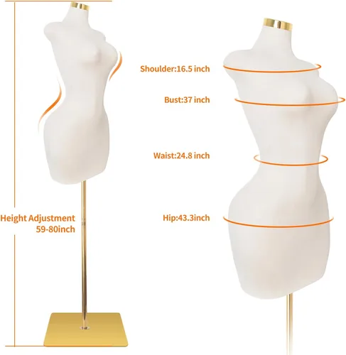 Miniatura 5 de Maniquí de forma de vestido regordete para costura, soporte de torso de maniquí femenino para tienda de ropa, oficina de diseño de sastrería, altura