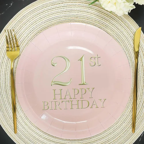 Miniatura 5 de Platos y servilletas para fiesta de cumpleaños, juego de decoraciones desechables para fiesta de cumpleaños para hasta 20 invitados (21)