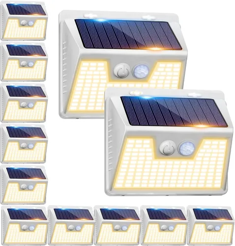 Miniatura 32 de Peasur Luces Solares para Exteriores con Sensor de Movimiento, 140 LED Luz Solar Alimentada por Energía Solar para Cerca Impermeable, 3 Modos