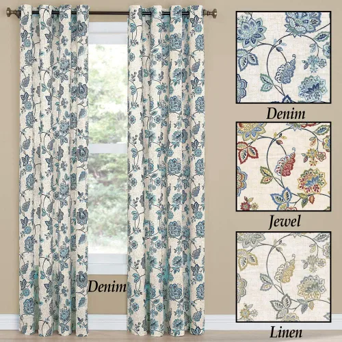 Miniatura 2 de Renaissance Home Fashion Collections Etc Colette panel de cortina con ojales estampado, 52" x 84", lino