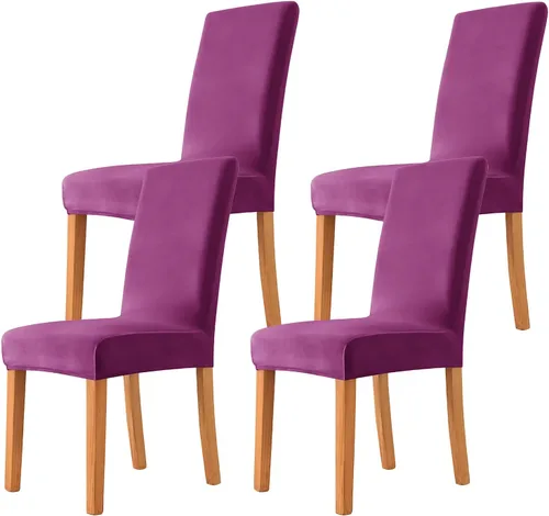 Miniatura 11 de Velvet Chair Covers Beige Gray, Stretch Dining Room Chair Covers 2 Pack, Super Fit Dining Chairs Slipcovers Spandex Washable Kitchen Parson Chair