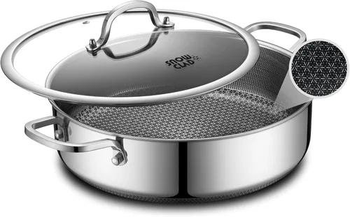 Sartén híbrida antiadherente de 6.5 cuartos de galón, freidora de pollo, utensilios de cocina sin PFOA, sartenes de 12.5 pulgadas de profundidad con
