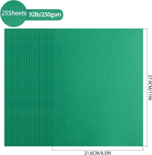 Miniatura 2 de 25 hojas de cartulina verde de Navidad - 8.5" x 11" 92 lb, cartulina de doble cara 250 g/m², papel pesado para manualidades artísticas, tarjetas