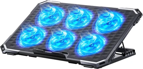 ICE COOREL Almohadilla de enfriamiento para laptop con 6 ventiladores de refrigeración, almohadilla de enfriamiento para ventilador de laptop de 13