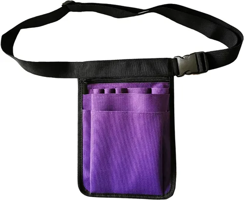 Miniatura 2 de Organizador para enfermeras de utilidad con cinturón Fanny Pack riñonera bolsa de cintura para herramientas de cuidado de tijeras médicas (púrpura)
