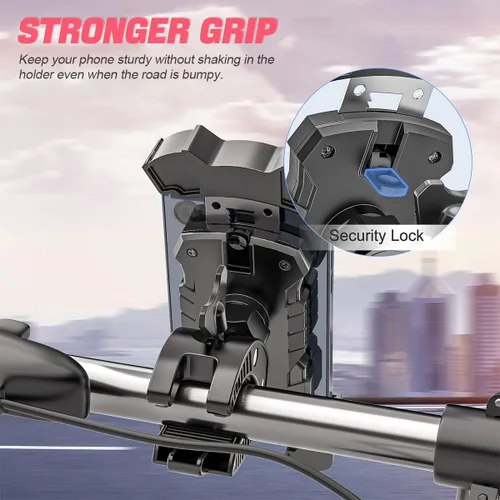 Miniatura 2 de Soporte para teléfono de bicicleta, apto para manubrios de bicicleta y motocicleta, rotación de 360°, fácil instalación y liberación rápida