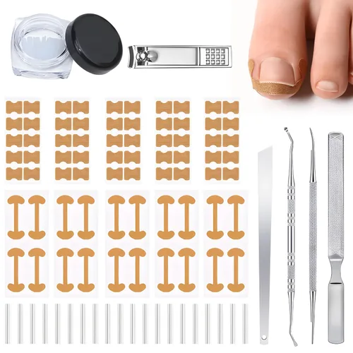 Juego de corrector de uñas encarnadas con tiras correctoras, juego de herramientas profesionales de pedicura para uñas encarnadas, lima sin dolor y
