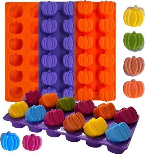 Miniatura 9 de 4 moldes de silicona con forma de hojas de arce en 3D de otoño, bandeja de molde de calabaza de hoja de arce de 12 formas para Halloween, Acción