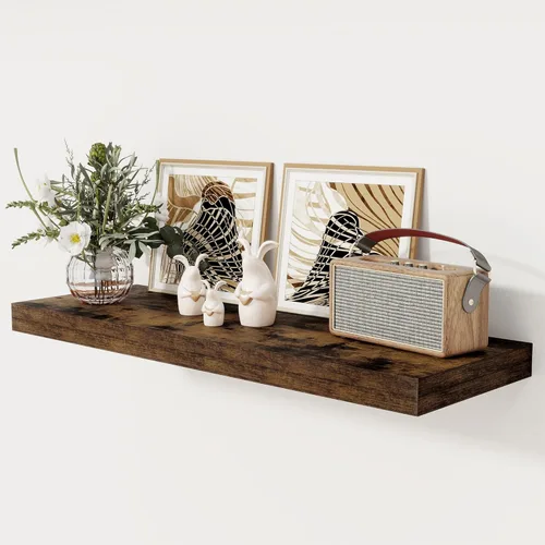 Miniatura 36 de Fun Memories - Estante flotante de 12 pulgadas, estantes de pared de madera rústica para decoración de pared y almacenamiento, estante flotante