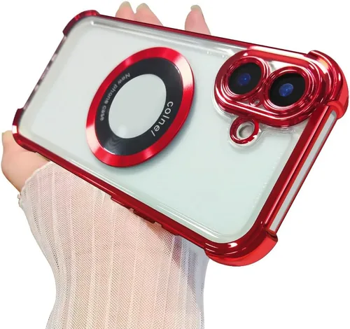 Miniatura 45 de Funda magnética transparente para iPhone 14 Plus, lujo brillante en las cuatro esquinas, protección de grado militar a prueba de golpes