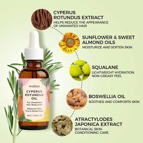 Miniatura 3 de Cyperus Rotundus Aceite para depilación – Aceite orgánico de rotondo de ciprés prensado en frío para ayudar a reducir la apariencia de cabello