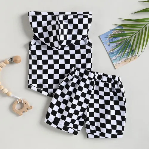 Miniatura 3 de AEEMCEM Conjunto de 2 camisetas sin mangas con capucha y pantalones cortos con cordón para bebé niño