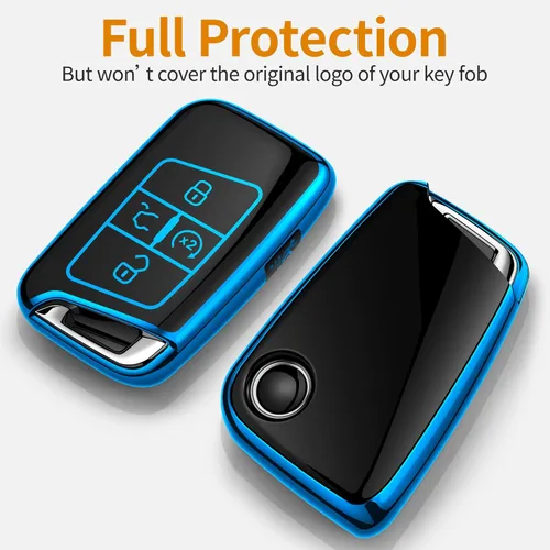Miniatura 3 de Funda para llavero Volkswagen con llavero, carcasa de protección completa de TPU suave, llavero compatible con Tiguan Atlas Jetta Passat Golf Azul
