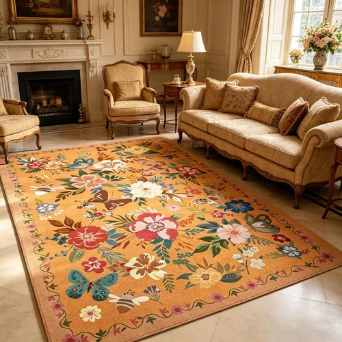 Miniatura 44 de Ukeler - Alfombra rústica con diseño floral para sala, dormitorio, comedor, Country rústico, Azul (luxury blue)