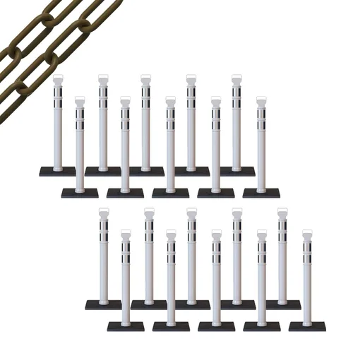 Miniatura 40 de Trafford Industrial - Juego de 20 postes de delineador de 45 pulgadas, collares reflectantes de 3 pulgadas, base de goma de 10 libras