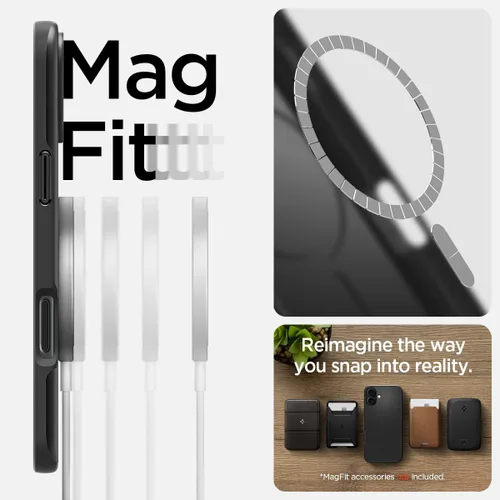 Miniatura 8 de Spigen Thin Fit MagFit Funda diseñada para iPhone 16 [Carcasa rígida] [Protección de grado militar] Compatible con MagSafe - Negro