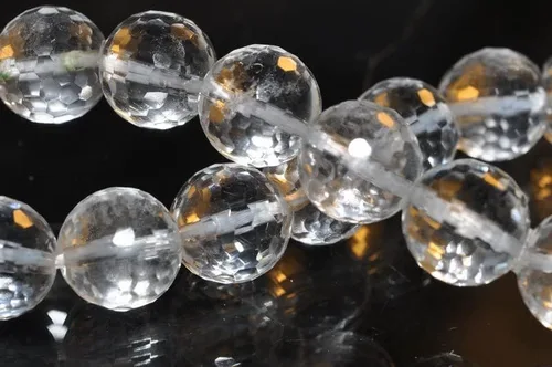 Miniatura 6 de Bella-gems Pulsera elástica redonda facetada de cuarzo con cristal de roca transparente de 0.394in 19 cuentas A1362