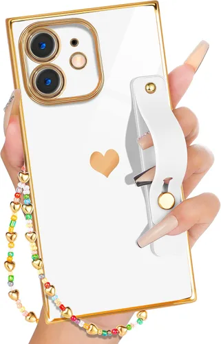 Miniatura 16 de Petitian Funda para iPhone 13 Pro Max con Soporte/Cordón, Lujosa y Linda para Mujeres y Niñas con Corazón Electrochapado, Fundas de Teléfono de Negro
