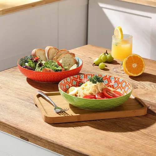 Miniatura 6 de Metahom Tazones de cerámica para pasta, cuencos grandes de 40 onzas, 8.75 pulgadas de ancho y poco profundos para cocina, juego de cuencos y platos