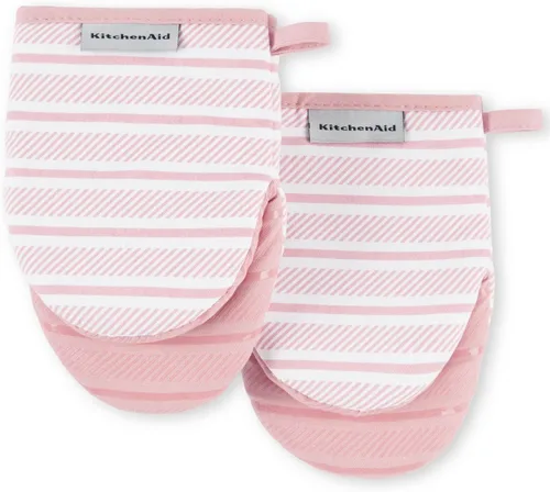 KitchenAid Albany - Juego de 2 manoplas para horno pequeñas, color rosa seco, 5.5 x 8 pulgadas Rosa seca