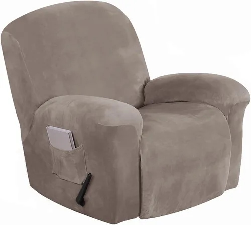 Miniatura 11 de Aedlcal Fundas para sofá reclinable, 10 piezas, fundas de sofá reclinable de felpa de terciopelo con consola central, con bolsillo lateral