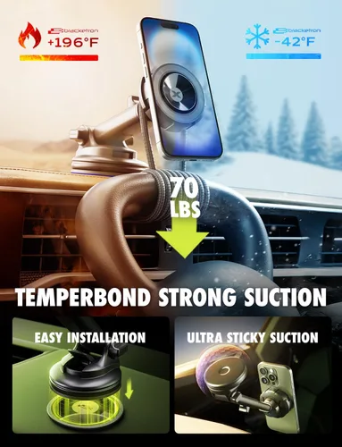 Miniatura 7 de Bracketron MagAlign Max - Soporte magnético para teléfono MagSafe para parabrisas y tablero, soporte magnético de teléfono de succión de vacío 360
