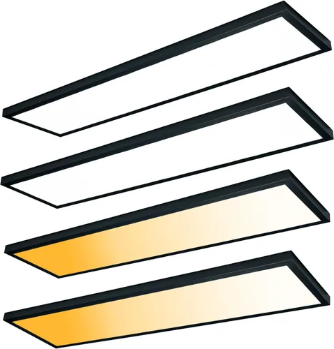 Miniatura 17 de Lámpara de panel plano LED negra de 1x4 pies, montaje en superficie, 5000K-4000K-3000K seleccionable y regulable Triac, lámpara de techo rectangular