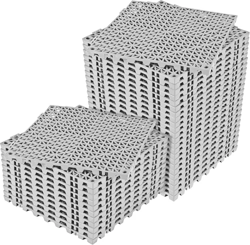 Miniatura 21 de ToLanbbt Cojín modular entrelazado 8P de 11.8 x 11.8 pulgadas, agujeros de drenaje de goma entrelazados antideslizantes para cubierta, ducha