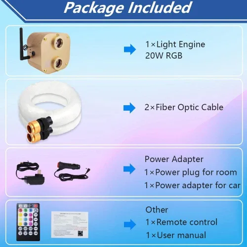 Miniatura 5 de FIREWORK Kit de luces LED RGBW de 20 W, con doble puerto, con aplicación/modo de música remoto, RGBW LED para decoración de techo de coche, hogar
