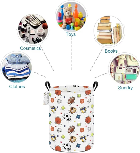Miniatura 8 de Cesta de almacenamiento, cesta de lona plegable con revestimiento de polietileno impermeable, cestas de almacenamiento grandes para niños y niñas