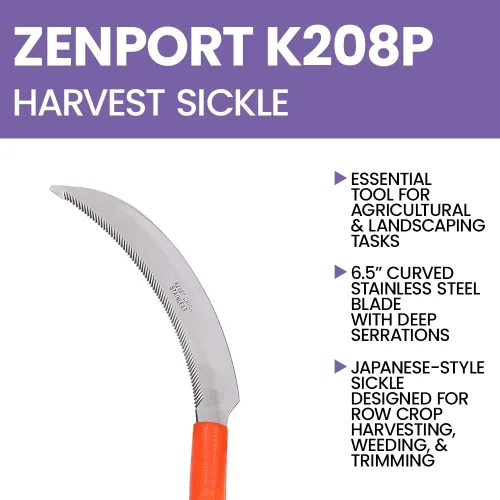 Miniatura 4 de Zenport K208P Hz de cosecha con mango de plástico, hilo ligero, hoja de acero inoxidable de 6.5 pulgadas, naranja