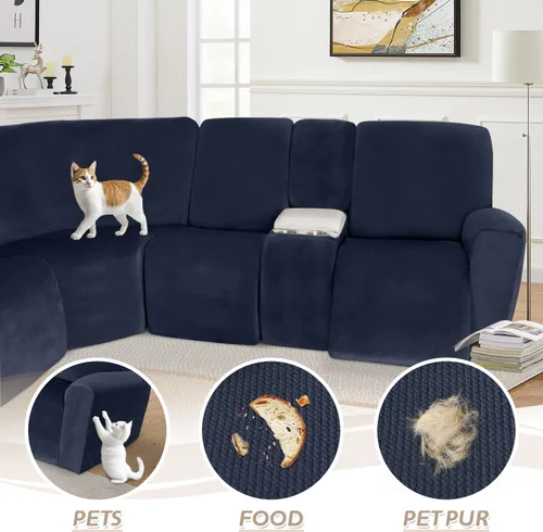 Miniatura 269 de Arfntevss Fundas de sofá seccional reclinable de terciopelo, Funda de sofá seccional de esquina para sofá reclinable, Funda elástica suave