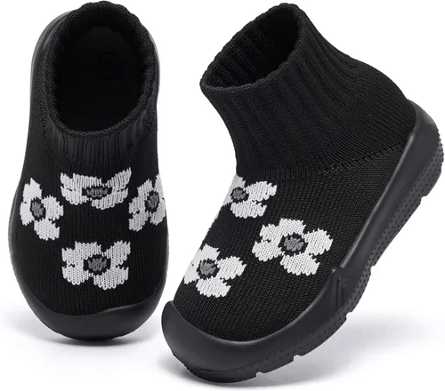Miniatura 2 de MORENDL - Zapatos de calcetín para niños pequeños, zapatos para caminar para bebés, tenis antideslizantes tipo pantuflas para niños y niñas