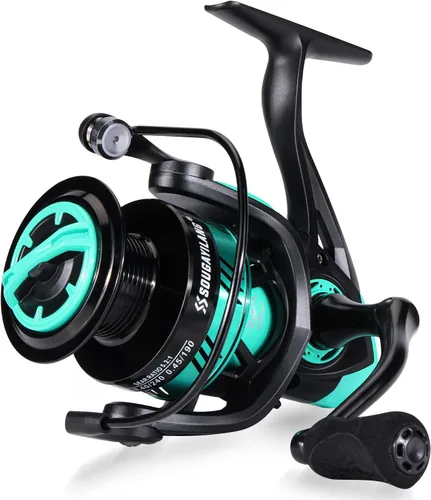Miniatura 5 de Sougayilang Combo de caña de pescar y carrete, caña de pescar mediana con carrete giratorio, combo de baitcaster, mango de superpolímero A: Azul