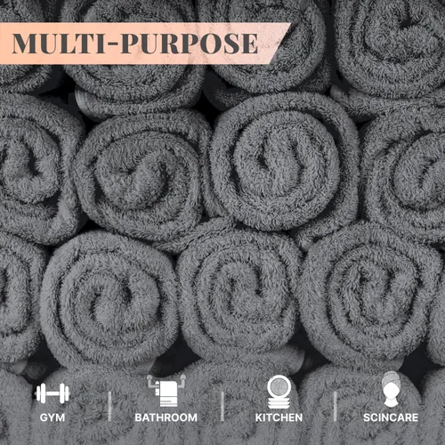 Miniatura 3 de Wealuxe - Paquete de 48 paños de baño 100% algodón hilado en anillo de 21.16 oz/m², altamente absorbentes y suaves, 12 x 12 pulgadas Gris