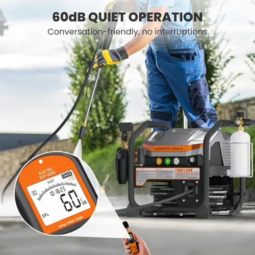 Miniatura 4 de Giraffe Tools Lavadora Eléctrica Comercial Ultraflow - Con bomba de cobre 1000H, montaje dual en pared/piso, motor sin escobillas, bajo nivel