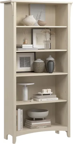 Miniatura 9 de Bush Furniture Salinas - Estantería alta de 5 niveles en acabado negro vintage, estantería alta, estantería grande para sala de estar, oficina
