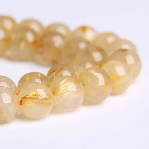 Miniatura 3 de 88 cuentas de cuarzo rutilado dorado de piedra natural de 4MM (5/32 de pulgada), gemas de grado 2A, cristal semiprecioso de actinolita, cuentas