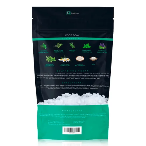 Miniatura 7 de Aceite de árbol de té para pies con sal de Epsom, fabricado en Estados Unidos, para la salud de las uñas de los pies, pies de atletas, olor