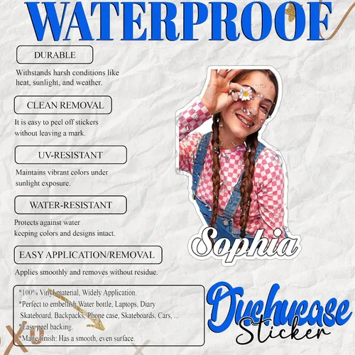Miniatura 5 de Calcomanía de foto personalizada, calcomanías de novia, novio, nombre de foto personalizada, calcomanía de vinilo impermeable para botella de agua