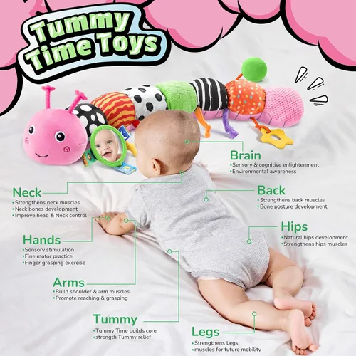 Miniatura 3 de LIGHTDESIRE Juguetes musicales para bebés, oruga, juguetes infantiles de 3, 6, 12 meses, juguete sensorial con diseño de regla, espejo, cuerda