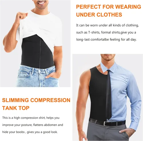 Miniatura 4 de Wonderience Camisetas de compresión para hombre, camiseta sin mangas con cremallera