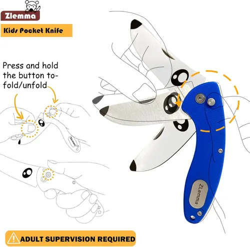 Miniatura 2 de Cuchillo de bolsillo para niños con clip y punta redondeada segura para el primer cuchillo de niño, cuchillos plegables de iniciación para niños