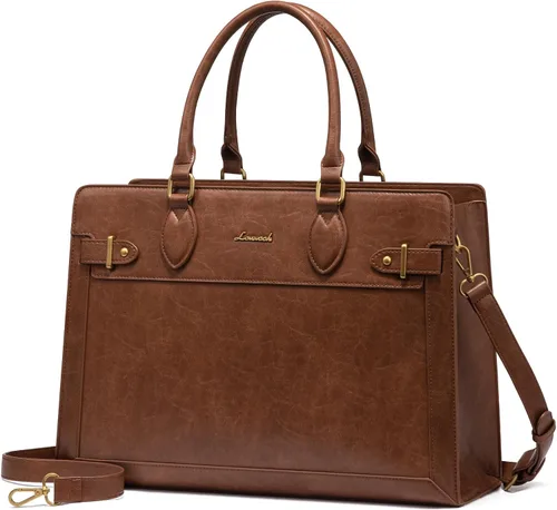 Miniatura 15 de LOVEVOOK Bolsa para laptop para mujeres, Bolsa tote grande de cuero PU de 15.6 pulgadas, Bolsa de trabajo profesional para maestras, Maletín